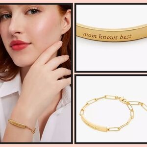 Kate Spade ● Mom Knows Best Gold Engraved Bar Bracelet